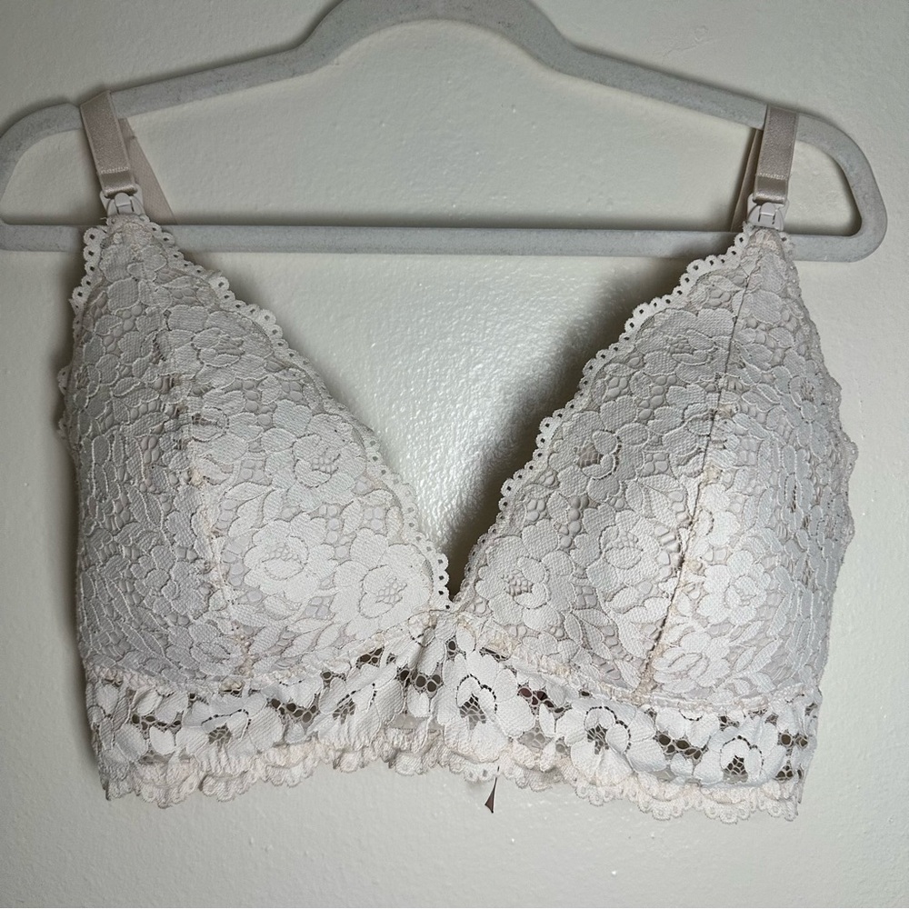 MOMANDA Women's Lace Nursing Bra Wirefree Padded Maternity Bralette 38E
